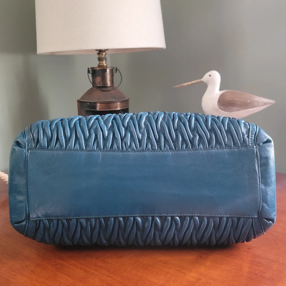 Coach 26257 Madison Phoebe Gathered Teal Leather Shoulder Bag